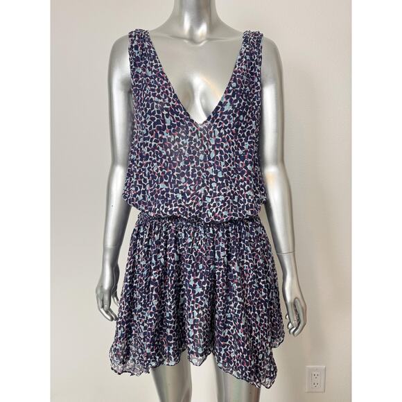 Ramy Brook Dresses & Skirts - Ramy Brook 100% Silk Dress Womens Medium Blue Geometric Print Mini Blouson